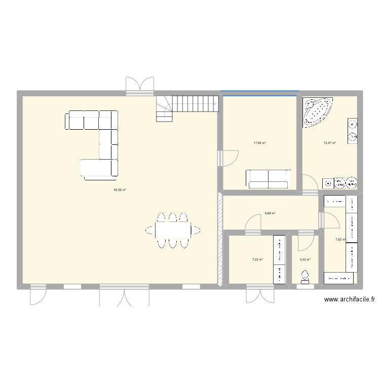 ferme. Plan de 14 pièces et 303 m2