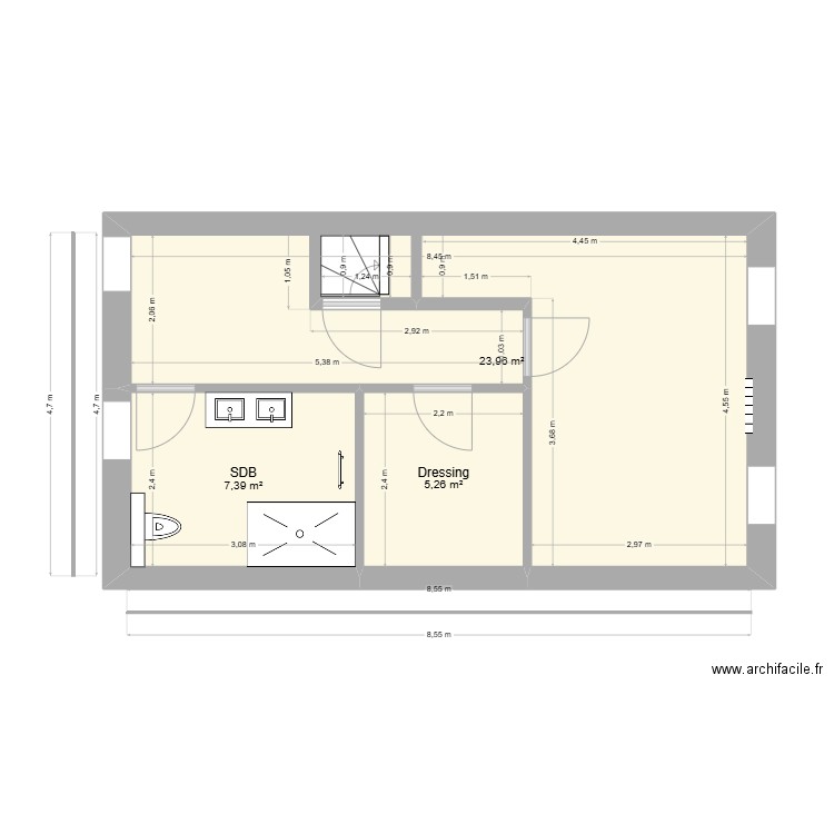 ETAGE 1 - ELEC FINAL. Plan de 3 pièces et 37 m2