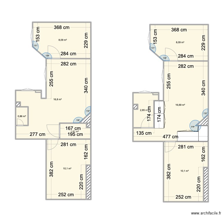 Plan. Plan de 19 pièces et 77 m2