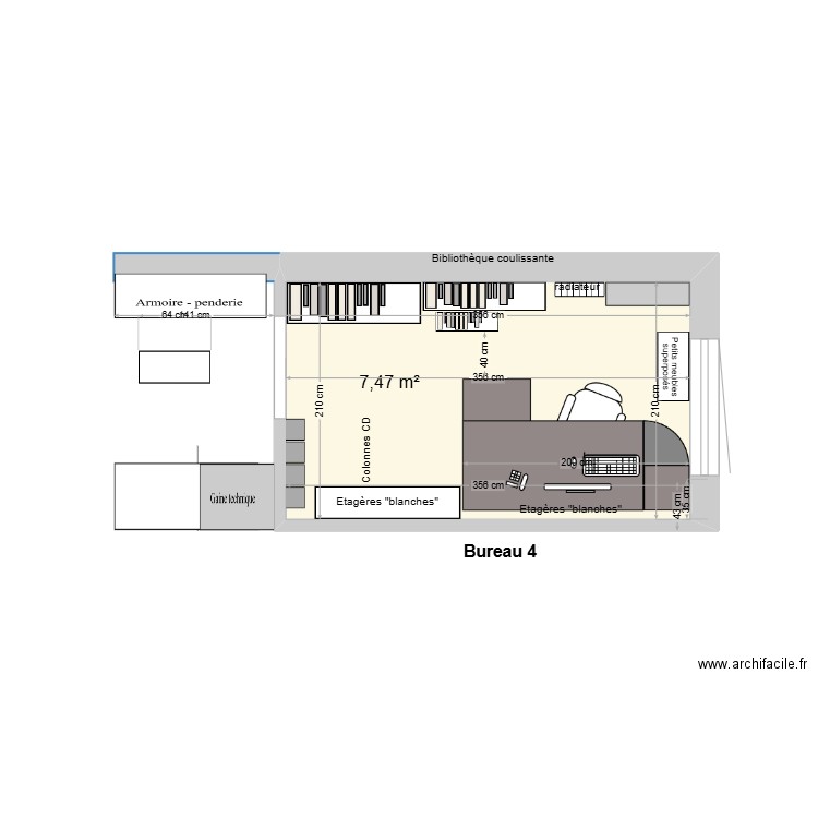 Bureau pièce. Plan de 0 pièce et 0 m2