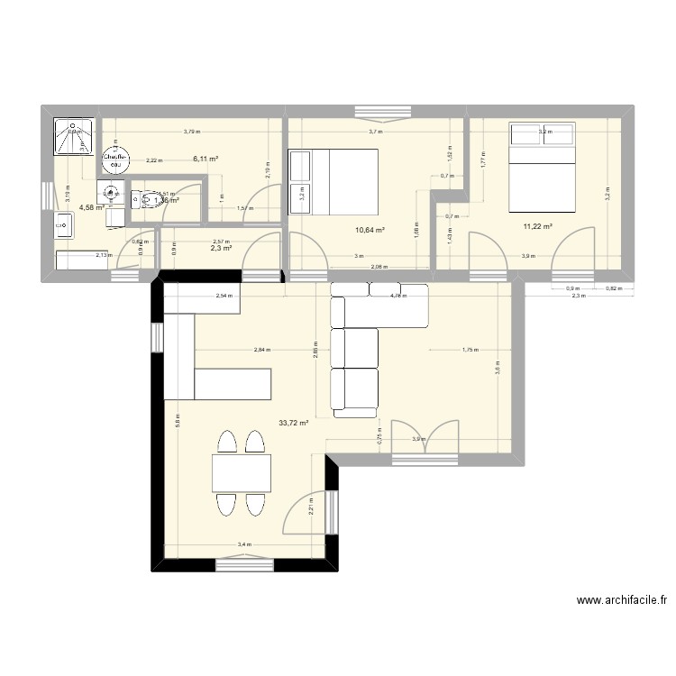 11 11 25. Plan de 7 pièces et 70 m2