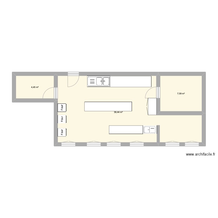 cuisine. Plan de 3 pièces et 51 m2
