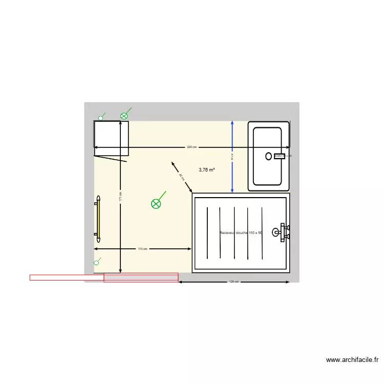 SDB Rossan_V 110x90 &agrave; droit_V2. Plan de 