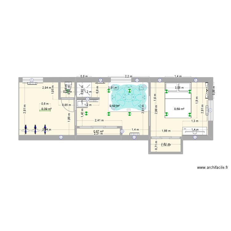 Fond garage2. Plan de 5 pièces et 28 m2