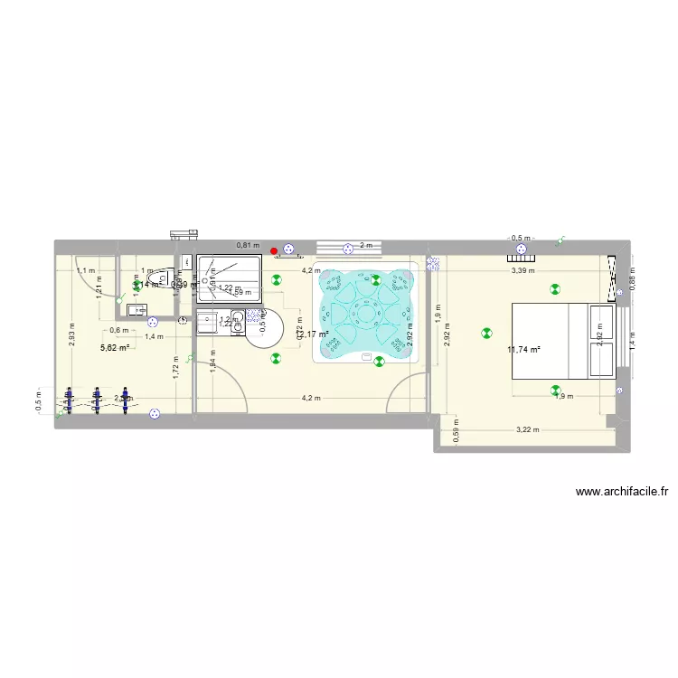 Fond garage2. Plan de 5  et 31 m²