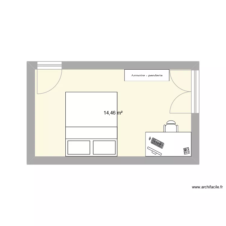 chambre_fin. Plan de 1  et 14 m²