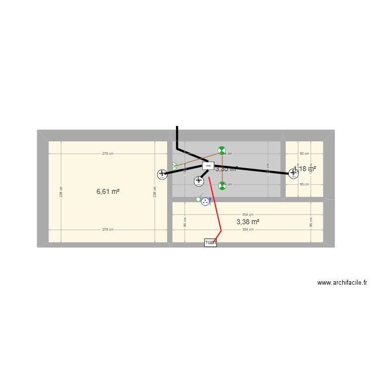sdb joinville. Plan de 4 pièces et 15 m2