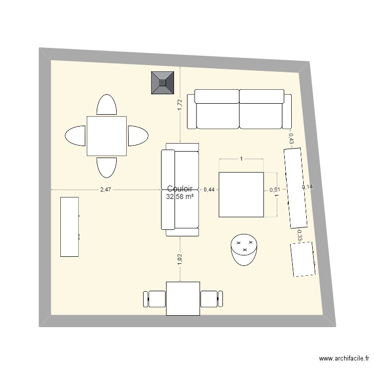 villard 2. Plan de 1 pièce et 33 m2