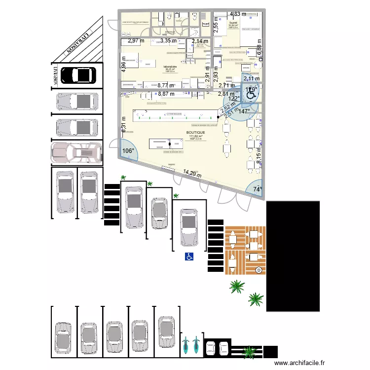villemurERP. Plan de 9  et 214 m²