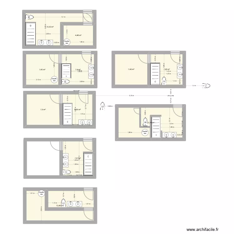 Salle de bain Ponty-2. Plan de 11 et 94 m² Salle de bain Ponty-2. Plan de 11 et 94 m²
