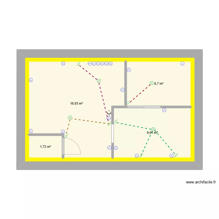 studio &agrave; louer. Plan de 