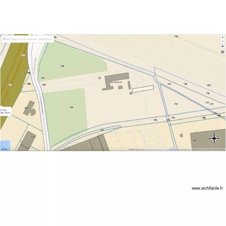 PM MERLET 1. Plan de 1  et 563 m²