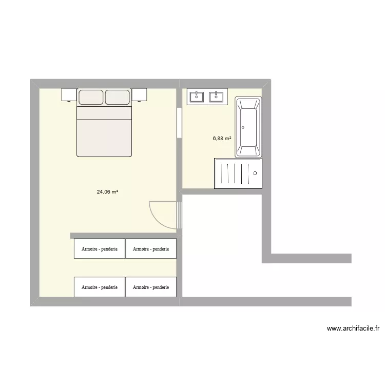 &eacute;tage la ferme plan 1. Plan de 2 Pièces et 31 m²