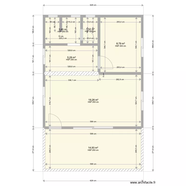 Regis sud 3 ma&ccedil;on. Plan de 6  et 53 m²