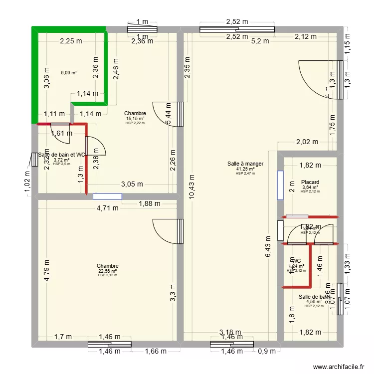 Plan placo RDC maison existante. Plan de Plan placo RDC maison existante. Plan de