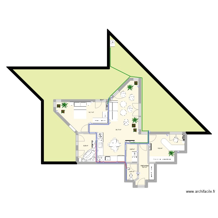 Renaudie v1bis. Plan de 8 pièces et 159 m2
