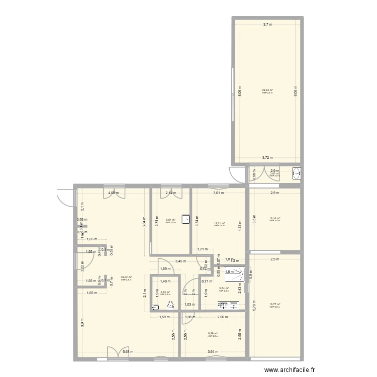 Compère Guilleri JJ5. Plan de 10 pièces et 146 m2