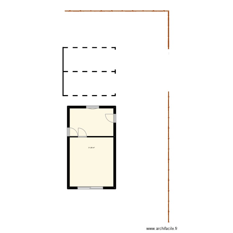 garage. Plan de 1 pièce et 32 m2