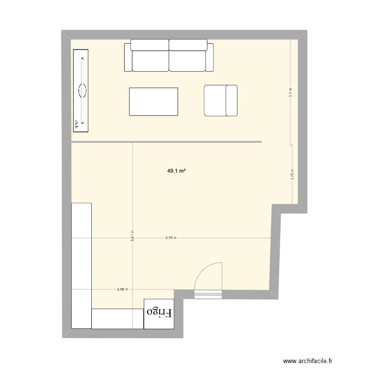 jupille 67. Plan de 1 pièce et 49 m2