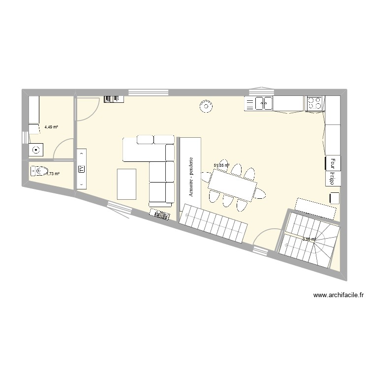 cusy 1er. Plan de 5 pièces et 65 m2