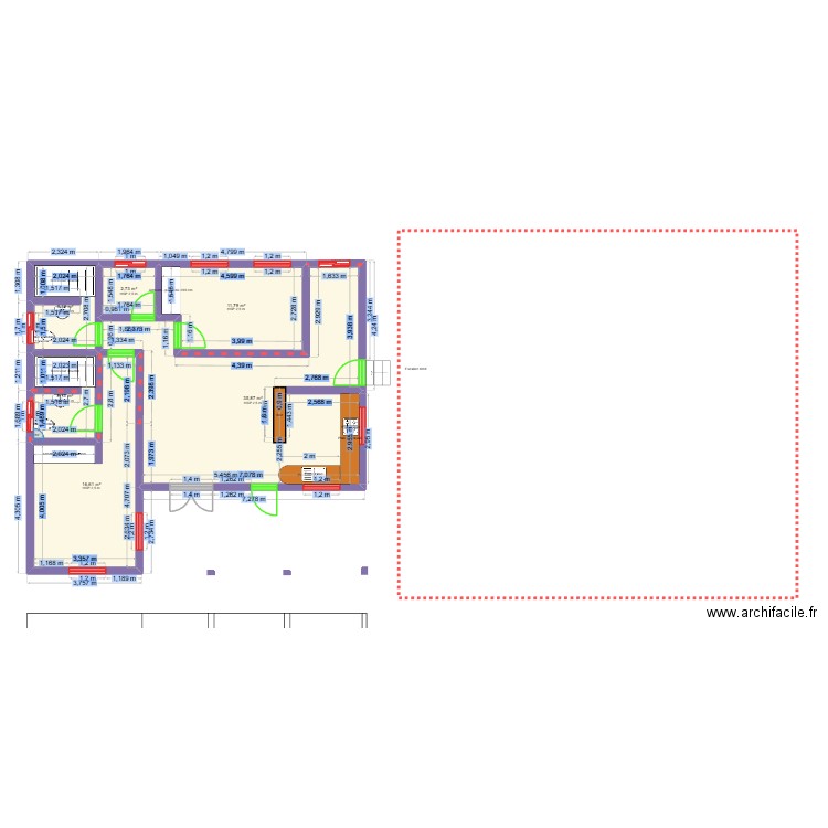 LOKARO 1. Plan de 6 pièces et 77 m2