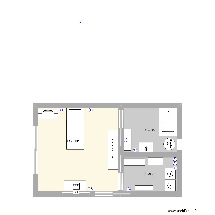 chambre Manon. Plan de 3 pièces et 27 m2