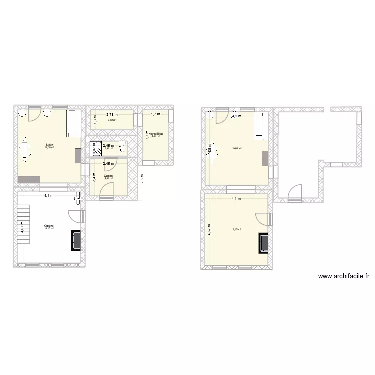 Man. Plan de 8  et 95 m²