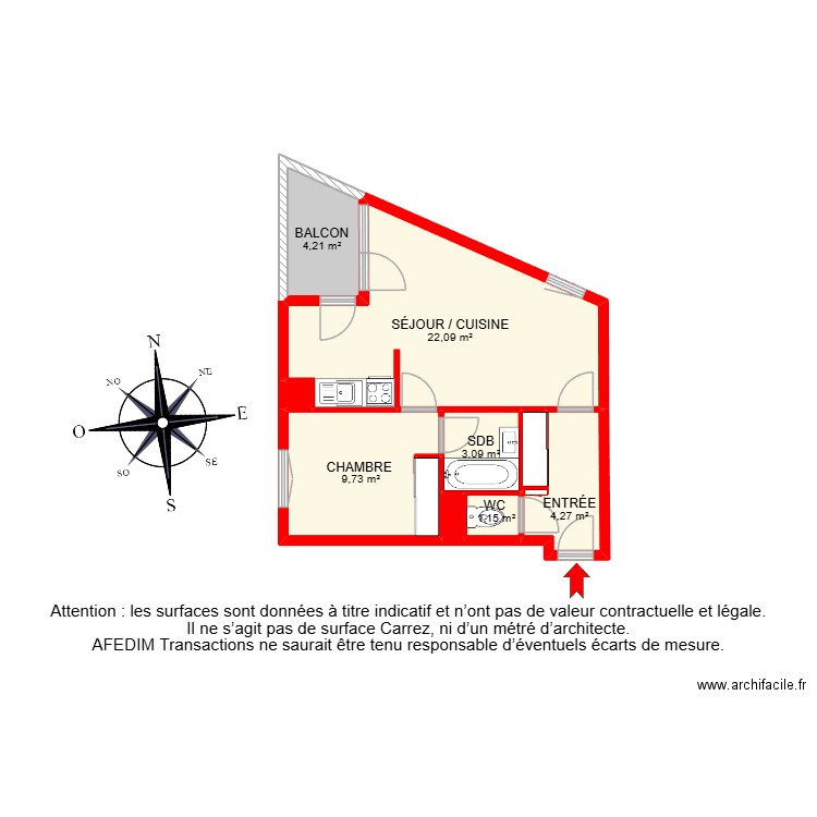 BI 30588. Plan de 10 pièces et 58 m2