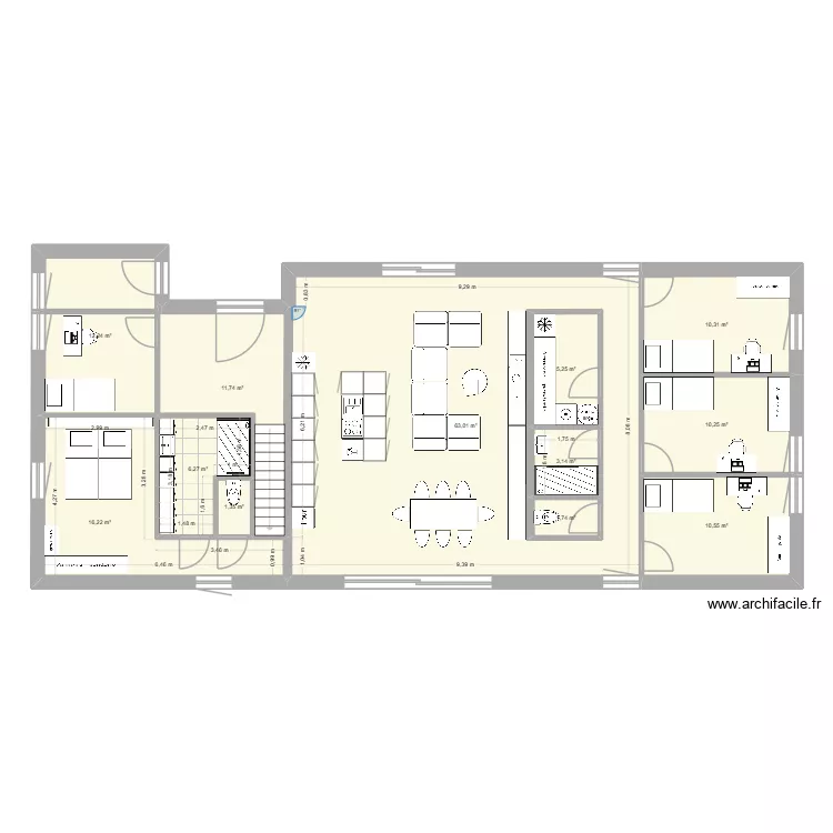 Maison rdc. Plan de 12  et 165 m²