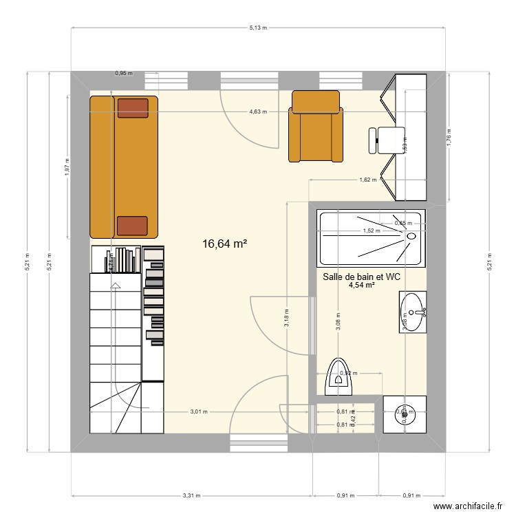 étage1 Suen 2025 (2). Plan de 2 pièces et 21 m2