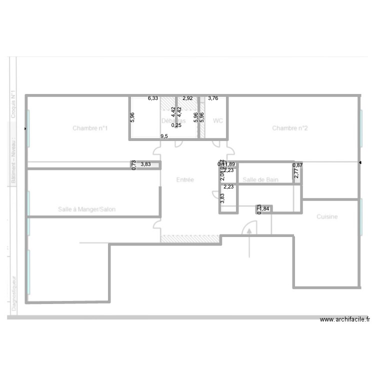 plan paris 18 Nico V2. Plan de 9 pièces et 99 m2