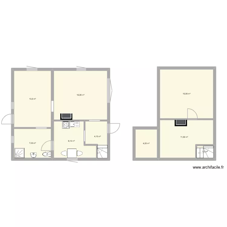 plan de reno possible maison rouge bjarkoy. Plan de 9  et 84 m²