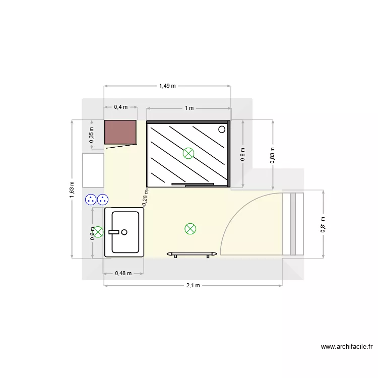 SDB CC. Plan de 1 et 3 m² SDB CC. Plan de 1 et 3 m²