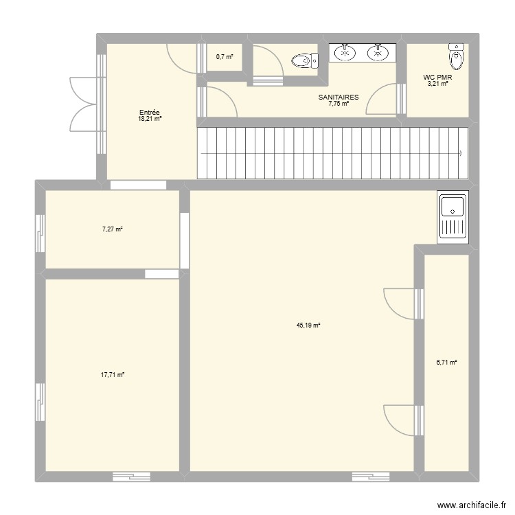 RdC formation. Plan de 8 pièces et 107 m2