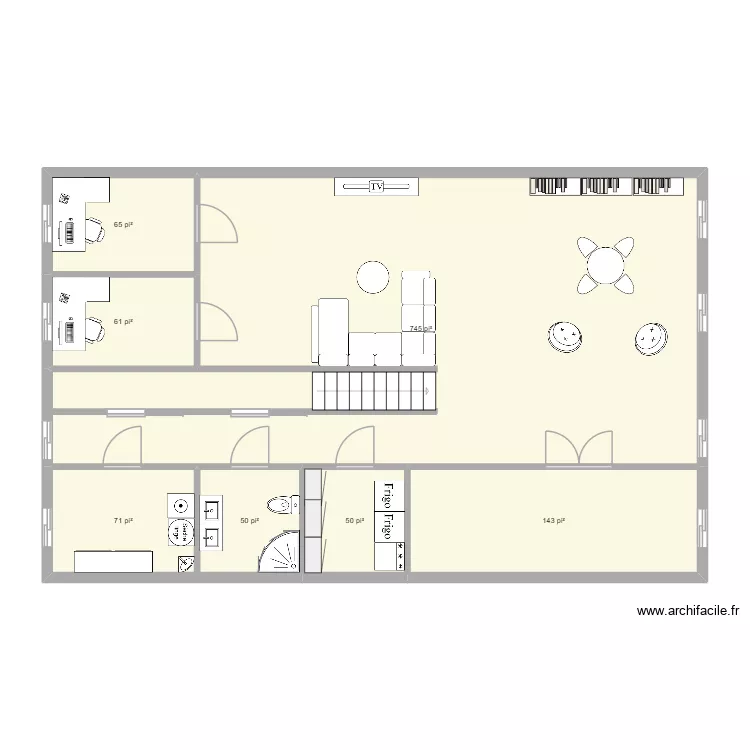 Plan sous-sol. Plan de 7  et 110 m²
