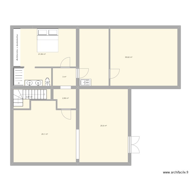 MARNE. Plan de 7 pièces et 122 m2