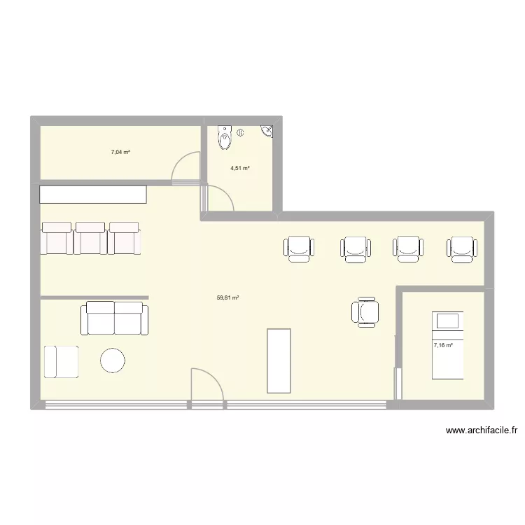 plan salon. Plan de 4  et 79 m²