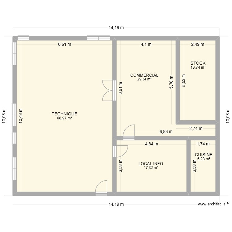 PLAN DES BUREAUX SCI TORCT BRETELLE. Plan de 5 pièces et 136 m2