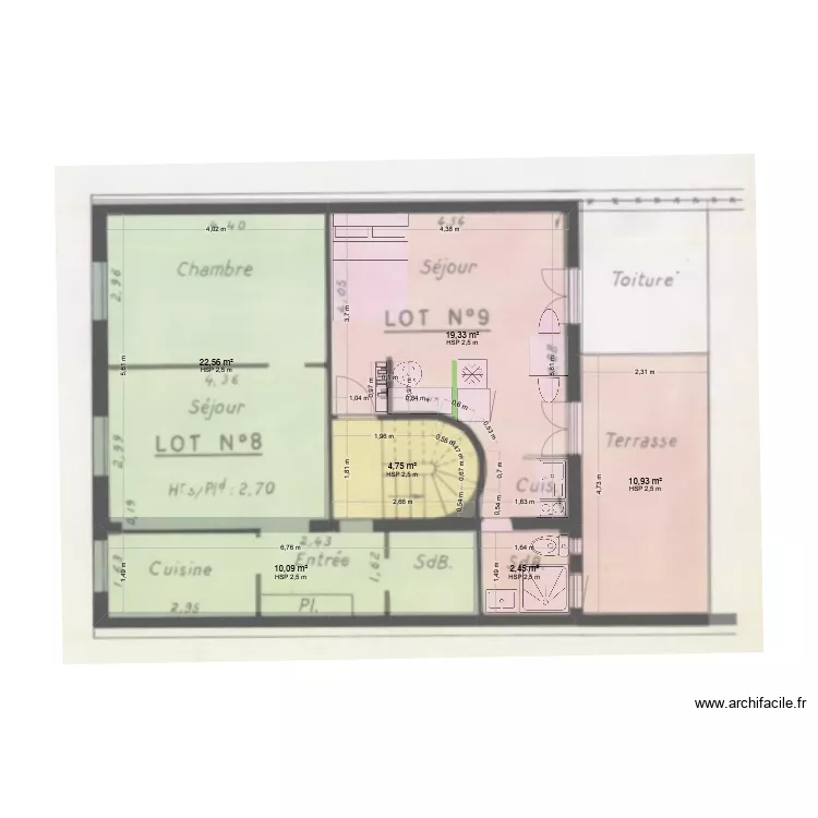 6 r&eacute;pu PRO. Plan de 6  et 70 m²