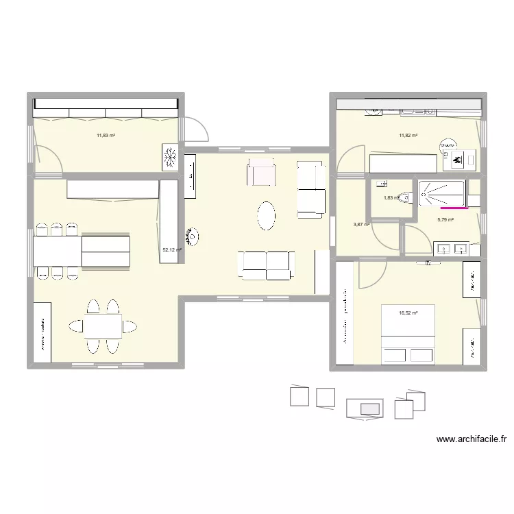 plan terrasse couverte. Plan de 7  et 104 m²