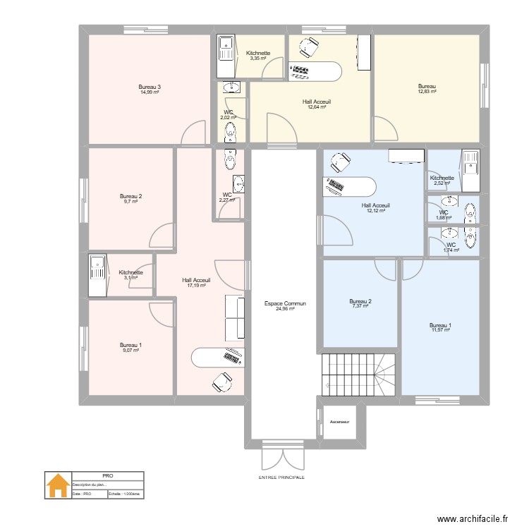 Plan Immeuble SERAT. Plan de 18 pièces et 151 m2