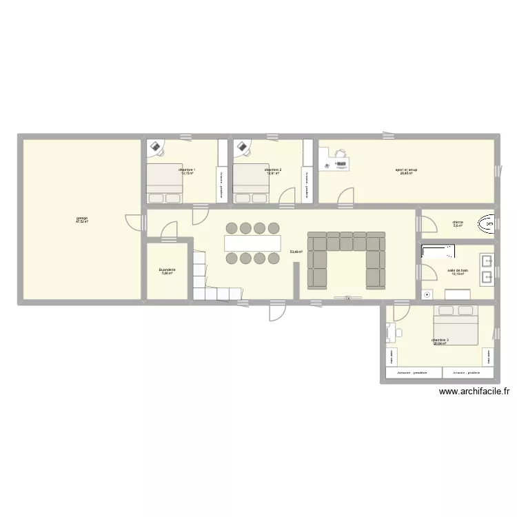maison 2. Plan de 9 Pièces et 197 m²