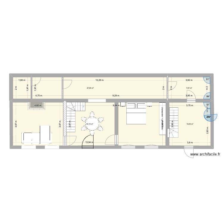 pan rez 2. Plan de 4 pièces et 105 m2