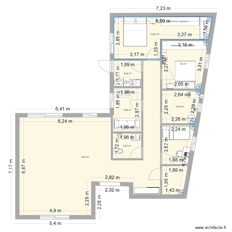 Plan cadastre Avril 2025. Plan de 8 pièces et 103 m2