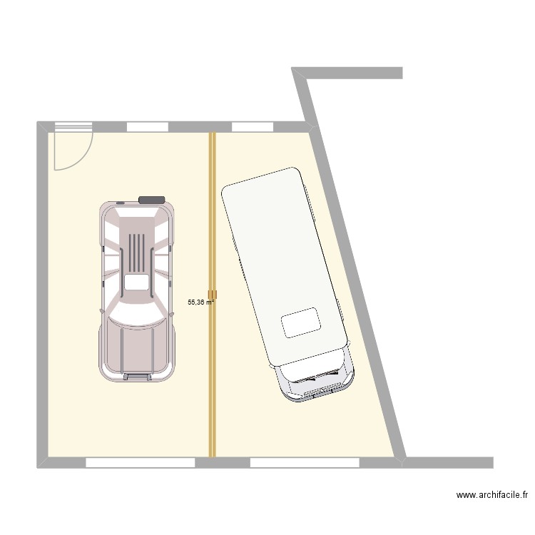 Garage double structure toiture. Plan de 1 pièce et 55 m2