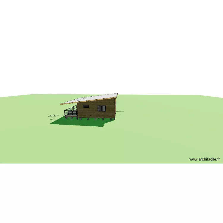Plan maison 1 pan façade bois Nord. Plan de 1 Pièce et 37 m² Plan maison 1 pan façade bois Nord. Plan de 1 Pièce et 37 m²