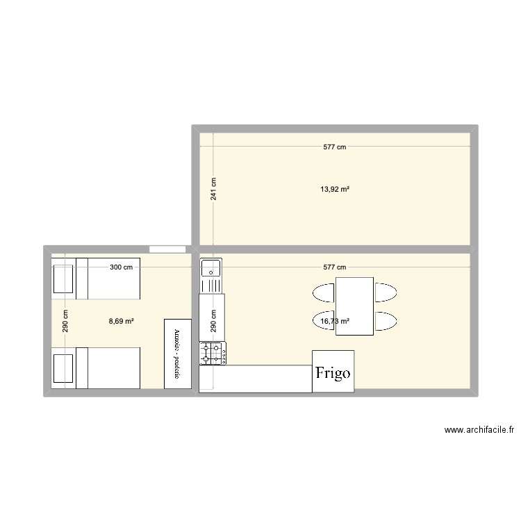 zone commune 2 chambre. Plan de 0 pièce et 0 m2