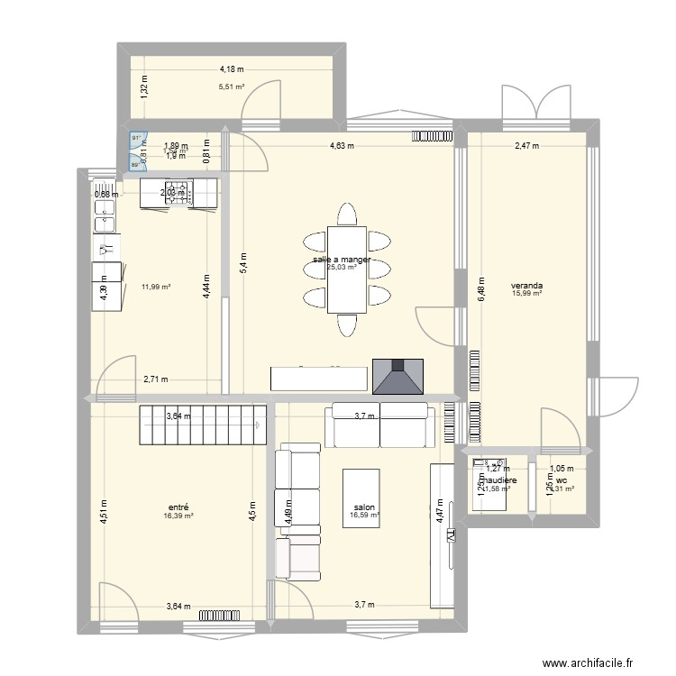 maison d\'aire. Plan de 9 pièces et 96 m2