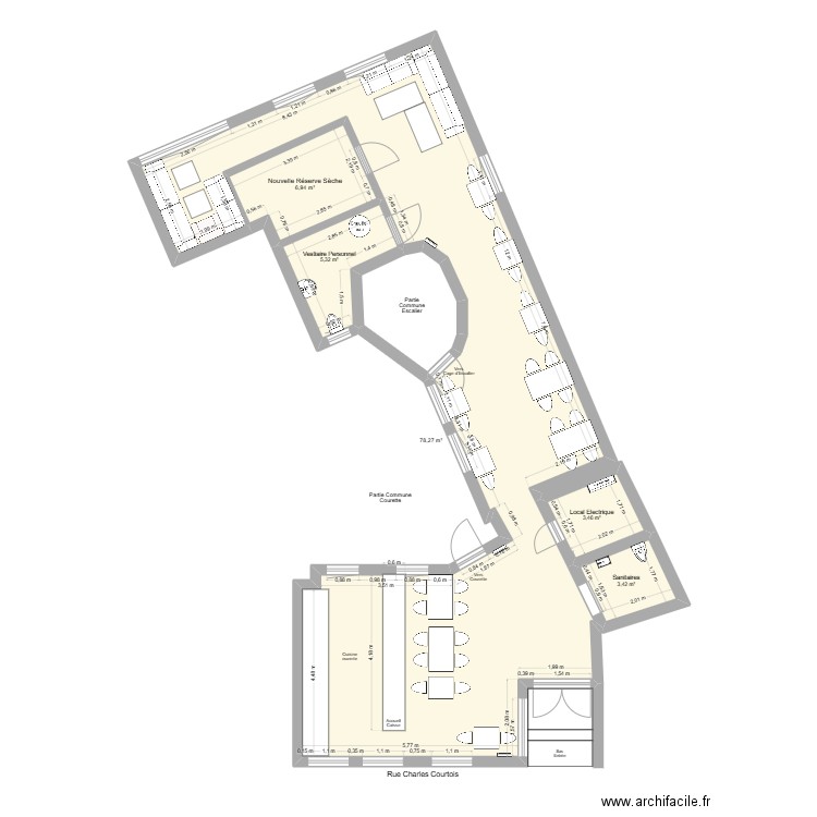 Le Kroque St Nic Travaux. Plan de 6 pièces et 103 m2