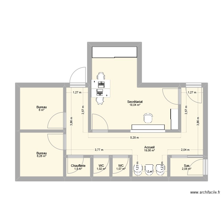 ACCUEIL SVDP propo 2. Plan de 8 pièces et 55 m2